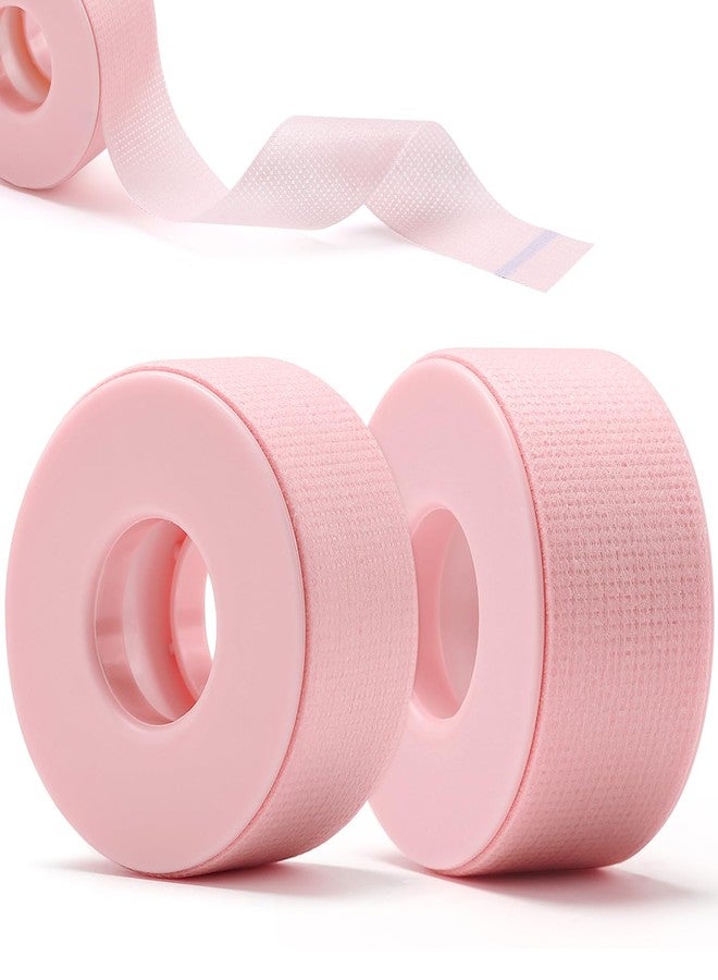 Gemsanva 2Pcs Lash Tape for Eyelash Extensions,Breathable & Easy Tear Micropore Tape, Professional Eyelash Extension Supplies,1in x 4yd (Pink) - Image 1